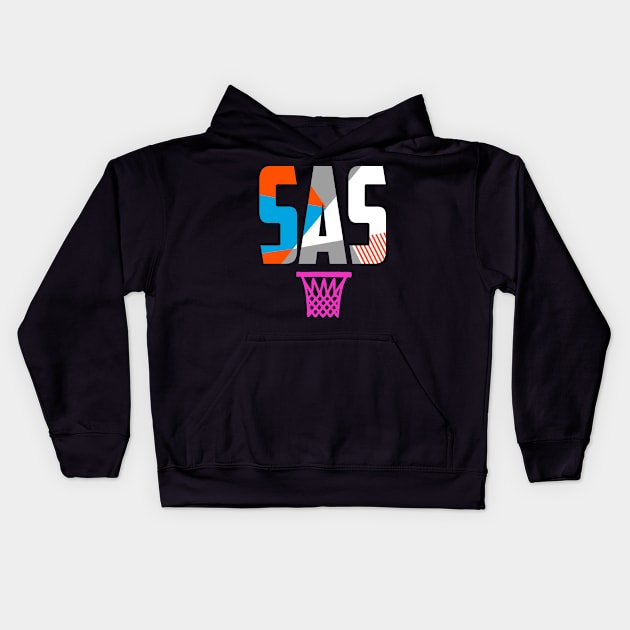 Throwback San Antonio Basketball Kids Hoodie by funandgames